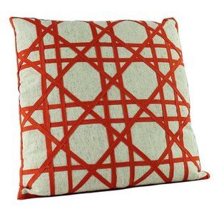 18" Tangerine Petite Treillage Fretwork Filled Decorative Throw Pillow